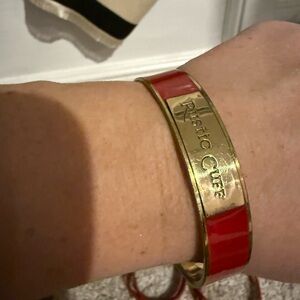 Rustic Cuff Vibrant Red and Gold Bracelet